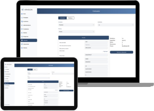 Vista del CRM en dispositivos